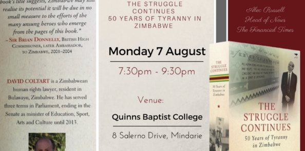 Details of Senator Coltart’s book launch in Perth on the 7th August 2017